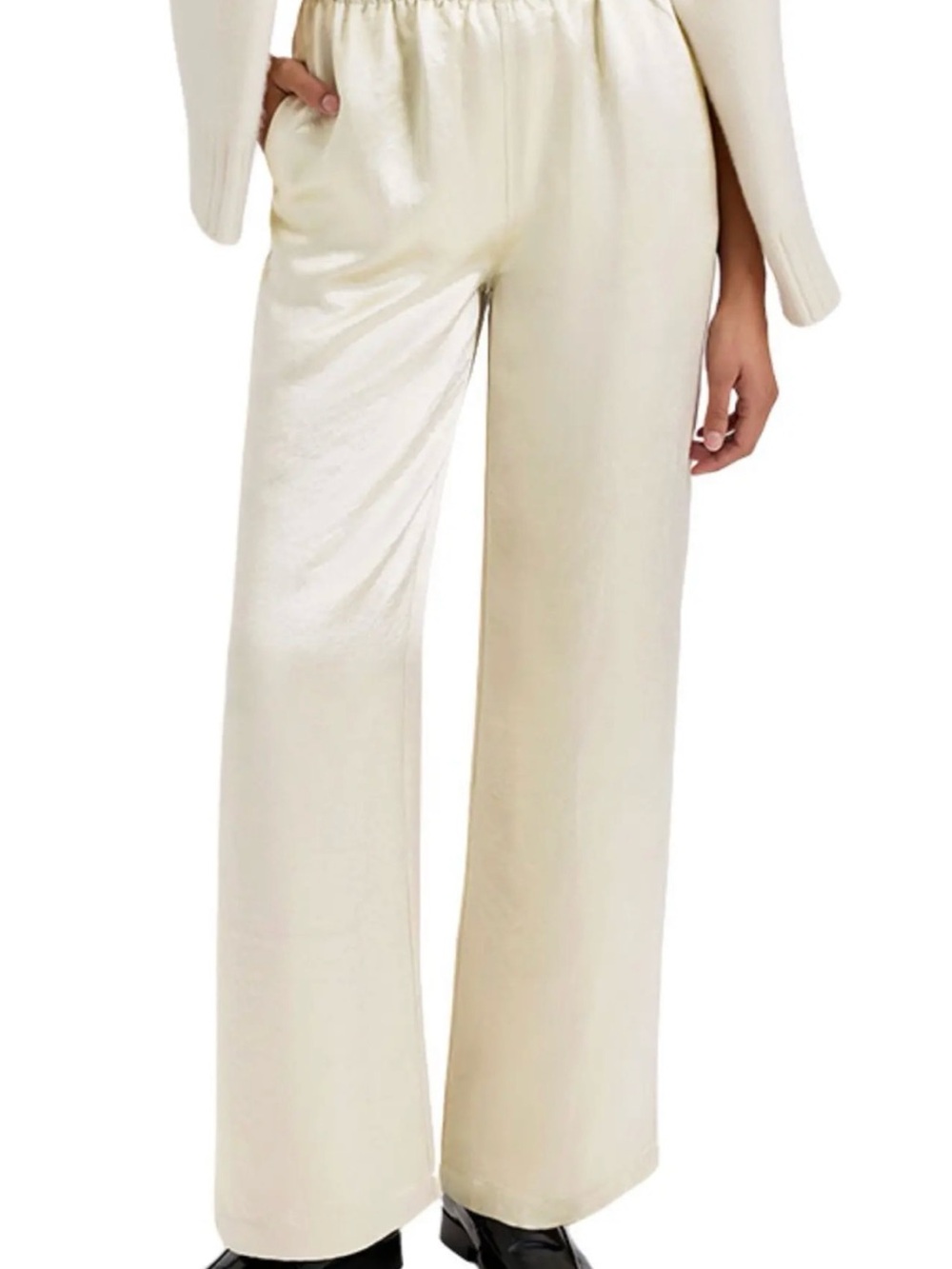 Sold and Striped Silk Pants in Light crème